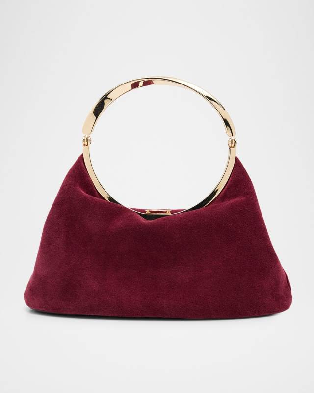 Luca Slouchy Suede Twisted Top-Handle Bag